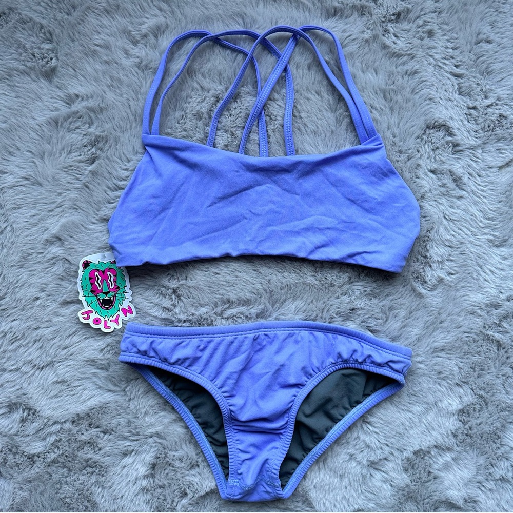 Jolyn NWT Women’s Two Piece Bikini Swimsuit Size L Top and M Bottom Purple